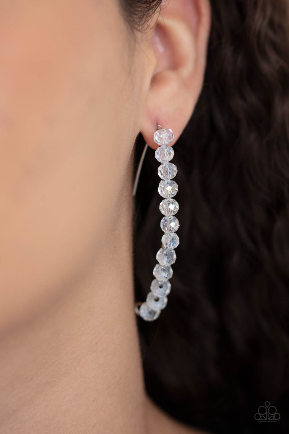 GLOW Hanging Fruit - White rhinestone earrings Paparazzi