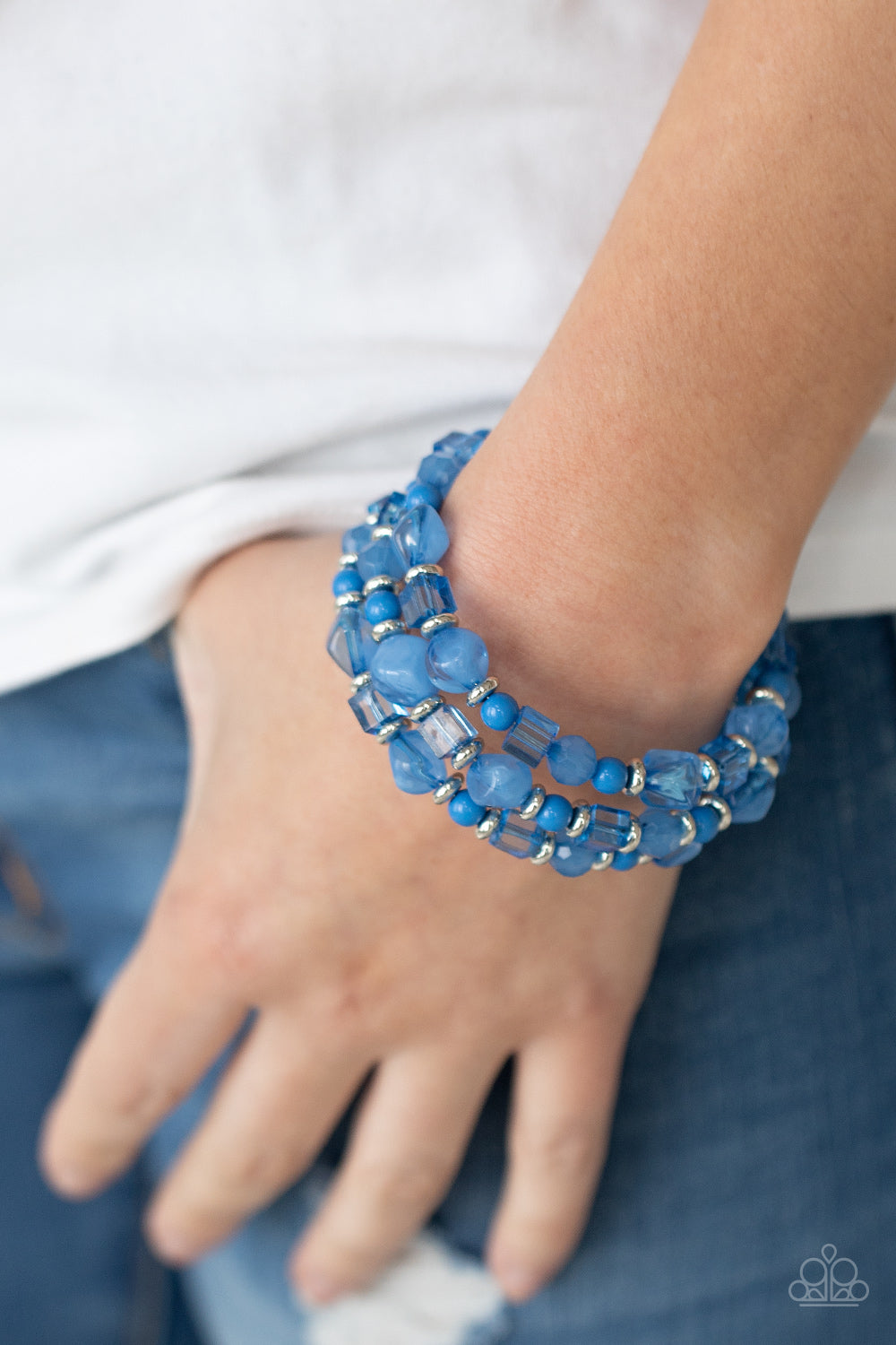 Girly Girl Glimmer - Blue bracelet Paparazzi