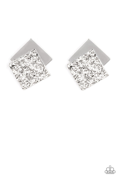 Square With Style - Silver earrings Paparazzi