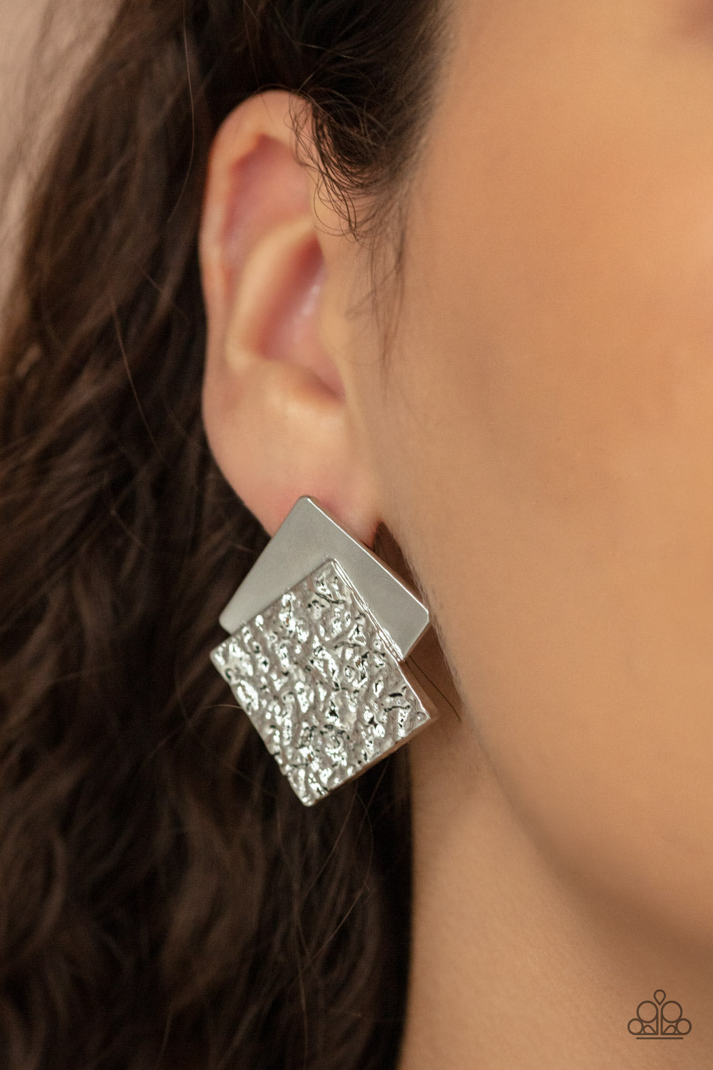 Square With Style - Silver earrings Paparazzi