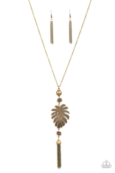 Palm Promenade - Brass necklace Paparazzi
