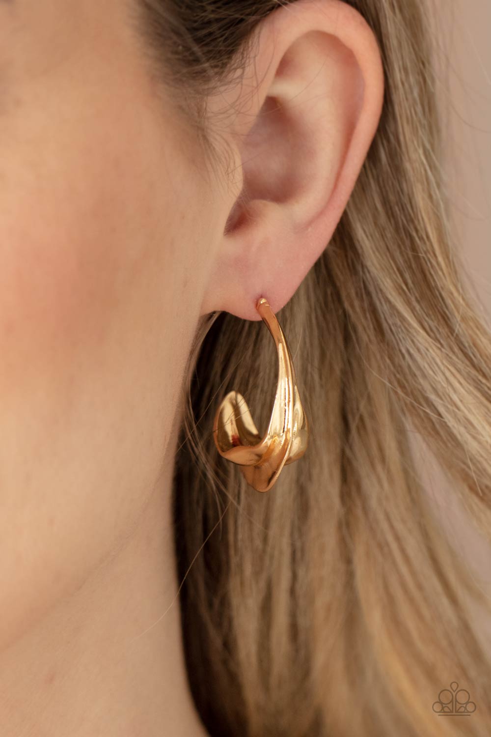 Modern Meltdown - Gold hoop earrings Paparazzi