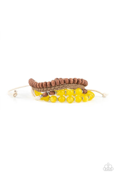 Down HOMESPUN - Yellow bracelet Paparazzi Accessories
