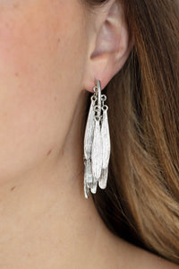 Pursuing The Plumes - Silver earrings Paparazzi