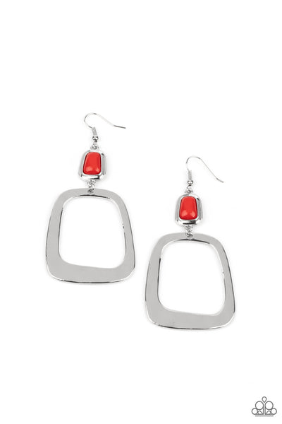 Material Girl Mod - Red and silver earrings Paparazzi