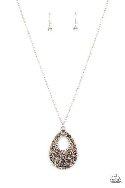 High Society Stargazing - Brown rhinestone necklace Paparazzi