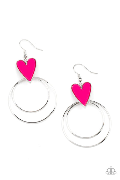 Happily Ever Hearts - Pink heart earrings Paparazzi
