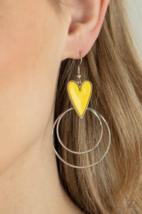 Happily Ever Hearts - Yellow earrings Paparazzi