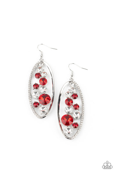 Rock Candy Bubbly - Red rhinestone earrings Paparazzi