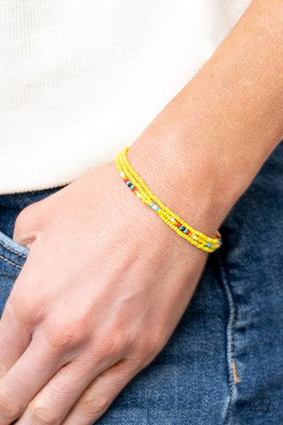 Basecamp Boyfriend - Yellow bracelet Paparazzi Accessories