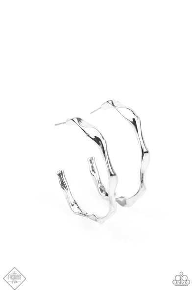 Coveted Curves - Silver hoops earrings Paparazzi