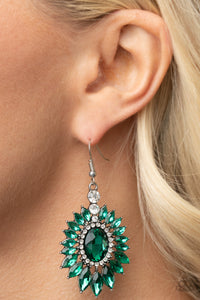 Big Time Twinkle - Green rhinestone earrings Paparazzi