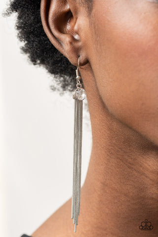 Always In Motion - White rhinestone earrings Paparazzi