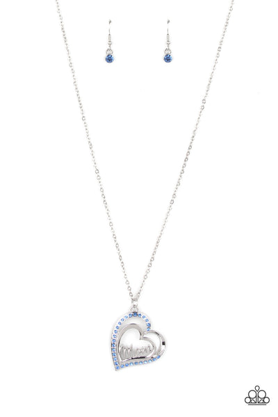 A Mothers Heart - Blue mom necklace Paparazzi