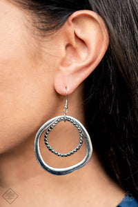 Spinning With Sass - Silver earrings Paparazzi