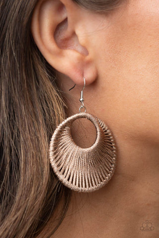 Weaving My Web - Brown earrings Paparazzi