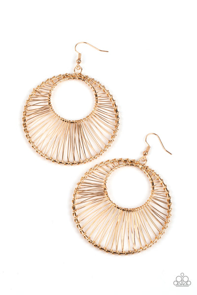 Artisan Applique - Gold hoop earrings Paparazzi