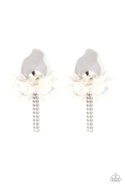 Harmonically Holographic - White earrings Paparazzi