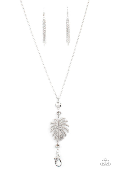 Palm Promenade - Silver lanyard necklace Paparazzi