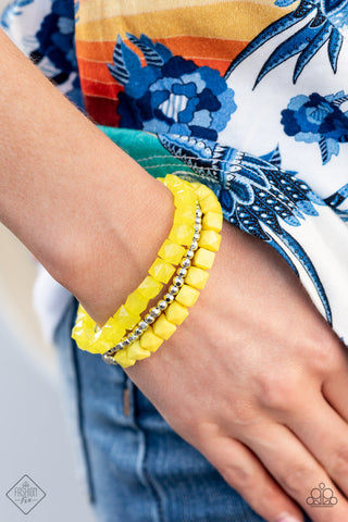 Vacay Vagabond - Yellow bracelet Paparazzi