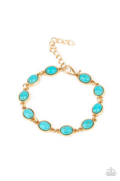 Desert Day Trip - Blue stone and gold bracelet Paparazzi Accessories