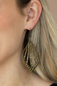Showcase Sparkle - Brass earrings Paparazzi Accessories