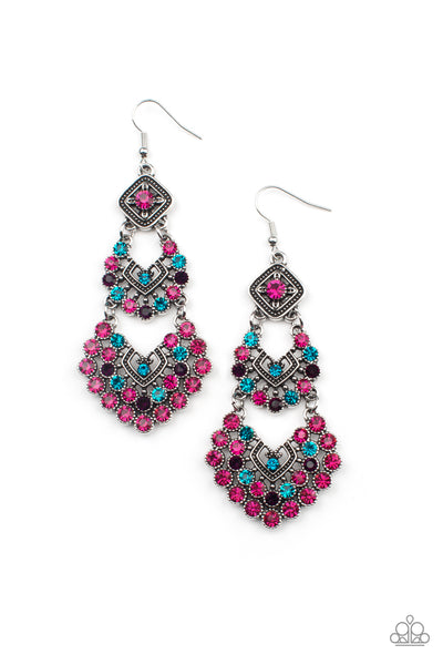 All For The GLAM - Multi rhinestone earrings Paparazzi Accessories