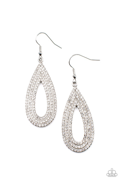 Exquisite Exaggeration - White rhinestone earrings Paparazzi Accessories