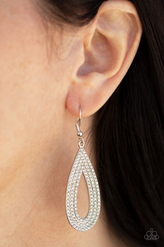 Exquisite Exaggeration - White rhinestone earrings Paparazzi Accessories