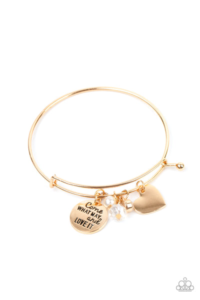 Come What May and Love It - Gold bracelet Paparazzi Accessories