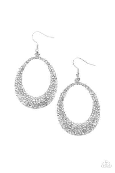 Storybook Bride - White rhinestone earrings Paparazzi Accessories