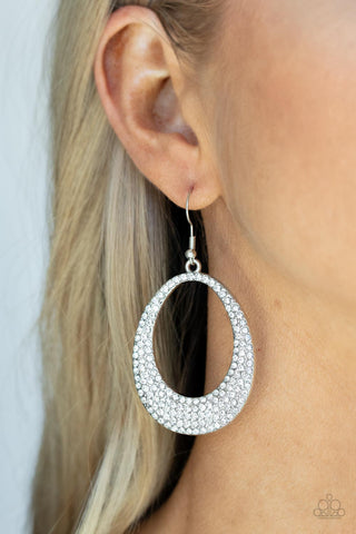 Storybook Bride - White rhinestone earrings Paparazzi Accessories