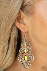 Flamboyant Frills - Yellow earrings Paparazzi Accessories