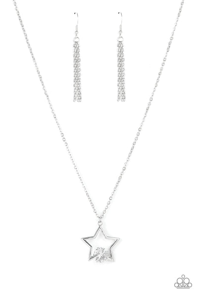 Starry Fireworks - White necklace Paparazzi Accessories