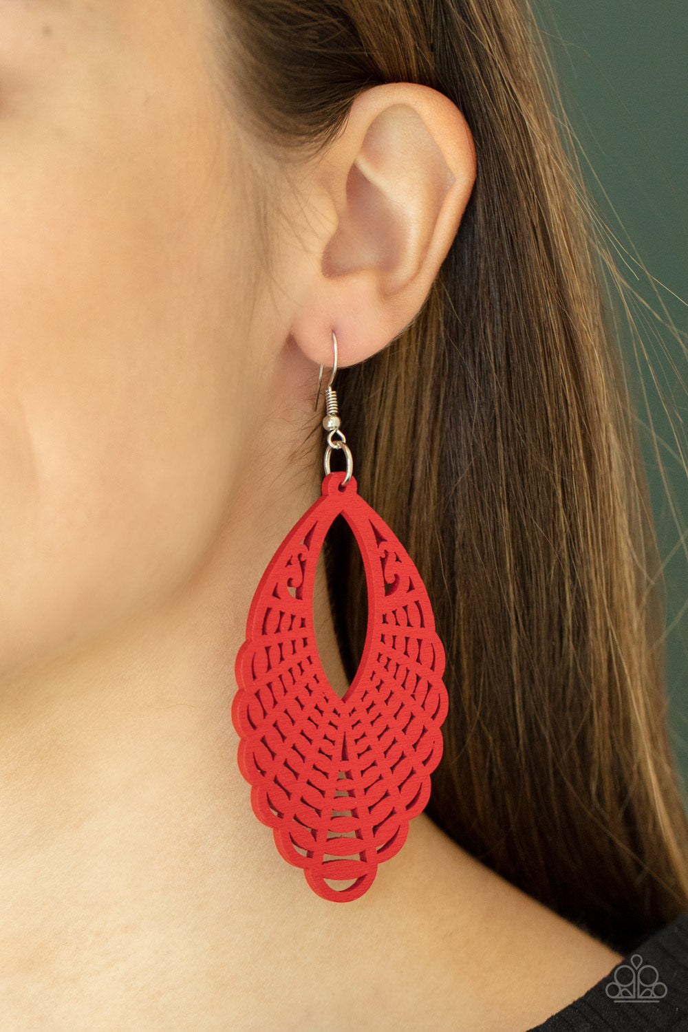Tahiti Tankini - Red earrings Paparazzi Accessories