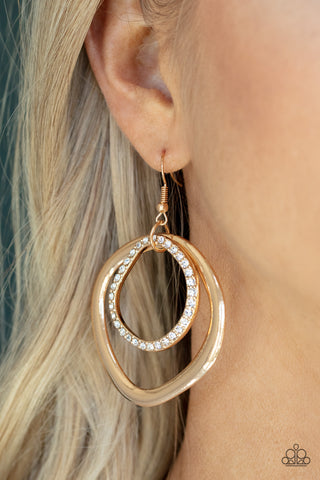 Spinning With Sass - Gold earrings Paparazzi Accessories