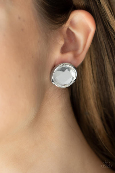 Double-Take Twinkle - White Earring Paparazzi Accessories