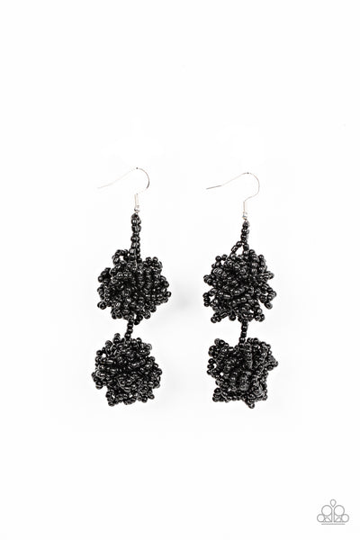Celestial Collision - Black seed bead earrings Paparazzi Accessories