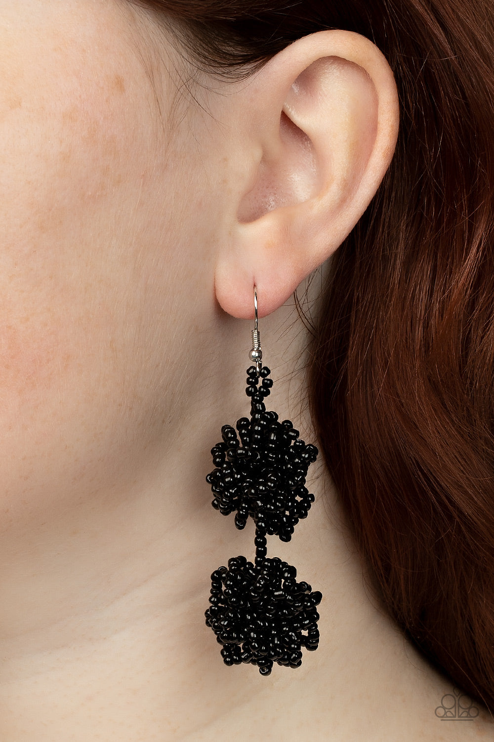 Celestial Collision - Black seed bead earrings Paparazzi Accessories