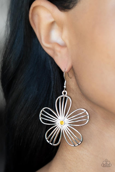Meadow Musical - Yellow rhinestone earrings Paparazzi Accessories