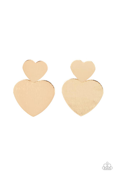 Heart-Racing Refinement - Gold earrings Paparazzi Accessories