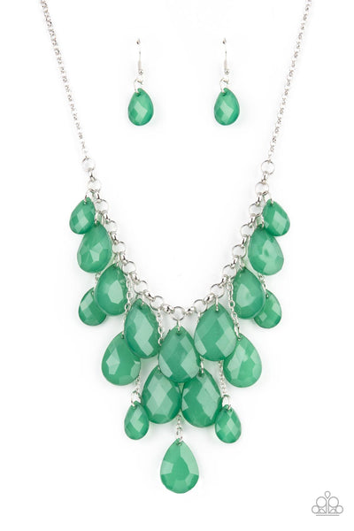 Front Row Flamboyance - Green necklace Paparazzi Accessories