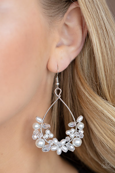 Marina Banquet - White pearl earrings Paparazzi Accessories