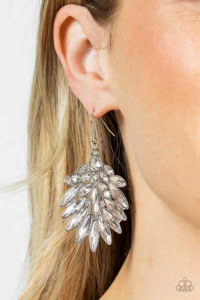 COSMIC-politan - White rhinestone earrings Paparazzi Accessories