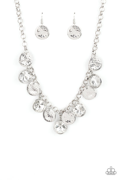 Spot On Sparkle - White rhinestone necklace Paparazzi