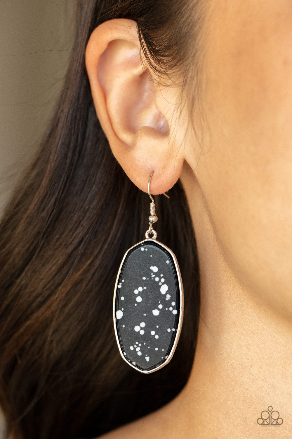 Stone Sculptures - Black stone earrings Paparazzi Accessories