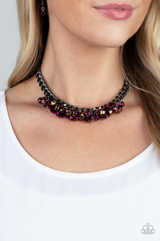 Galactic Knockout - Purple oil spill necklace Paparazzi Accessories