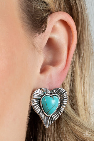 Rustic Romance - Blue Earrings  Paparazzi Accessories