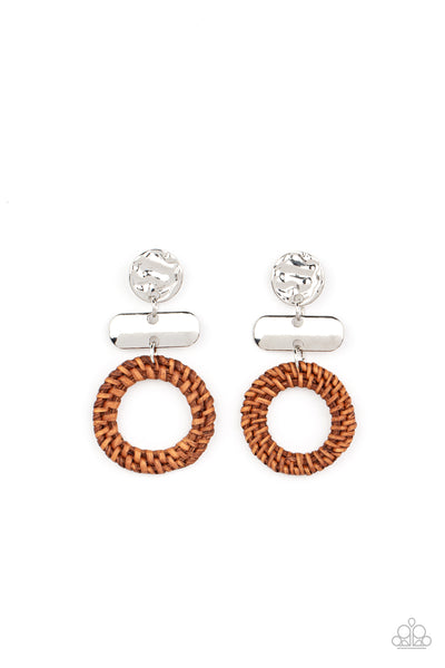 Woven Whimsicality - Brown earrings Paparazzi Accessories