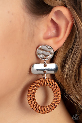 Woven Whimsicality - Brown earrings Paparazzi Accessories